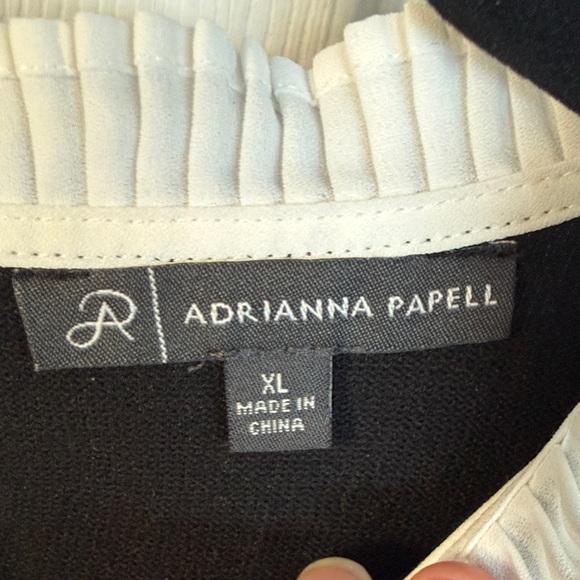 Adrianna Papell Black and White Sweater with Ruffle Collar and Hem XL - Picture 7 of 8